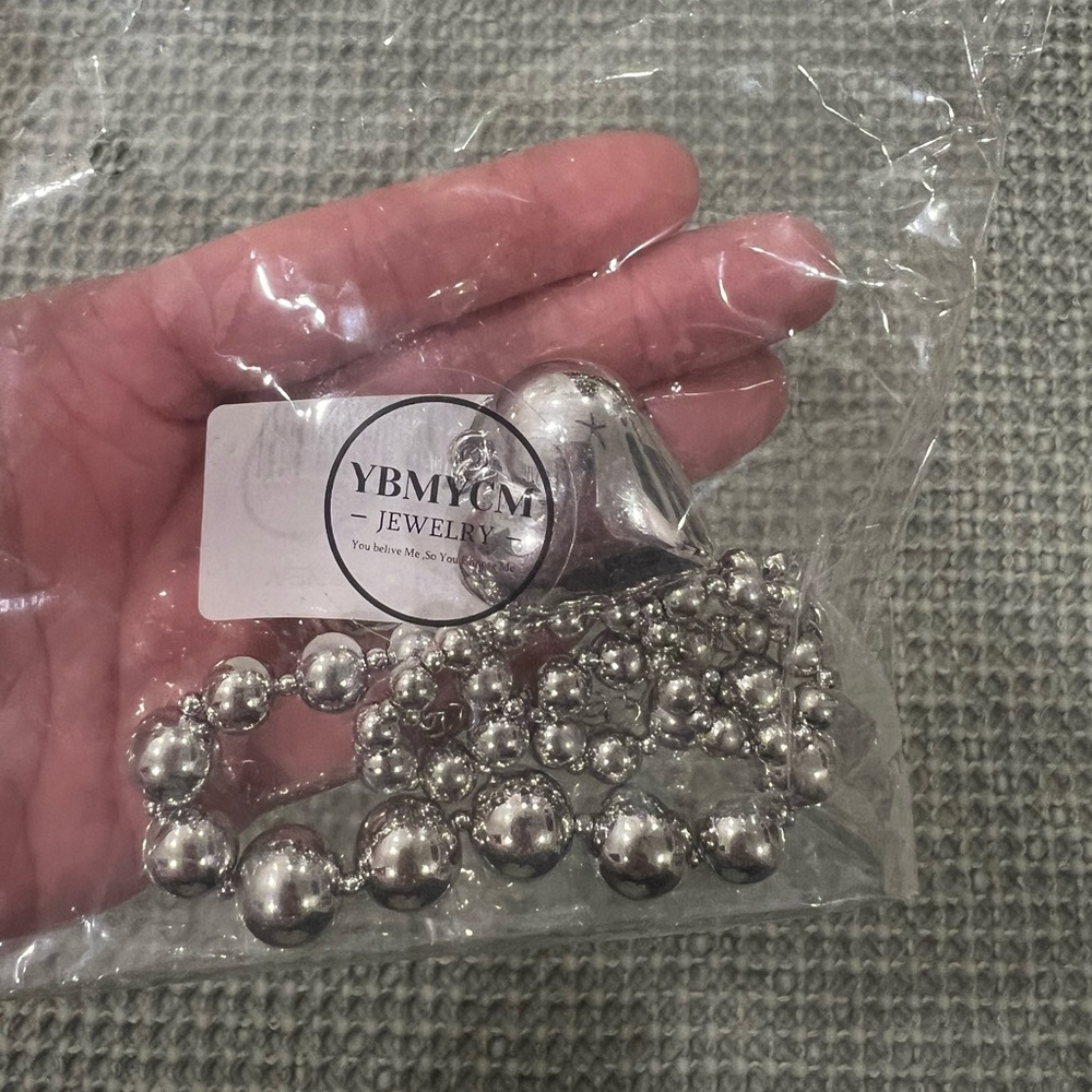 Silver Beaded Heart Necklace